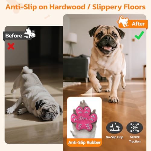 Image of Anti Slip Toe Grips for Senior Dogs on Hardwood Floor, Self Adhesive 48 Pcs