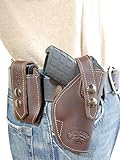 Barsony New OWB Brown Leather Holster + Mag Pouch for 380, Ultra Compact 9mm 40 45 (Kimber Micro...