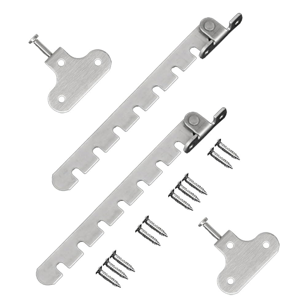Window Safety Restrictors 2 Pcs Stainless Steel Window Restrictor Hooks Adjustable Position Casement Window Limiter Latch with 10 Screws for Wooden/Metal Window and Door (14.5cm Adjustable)