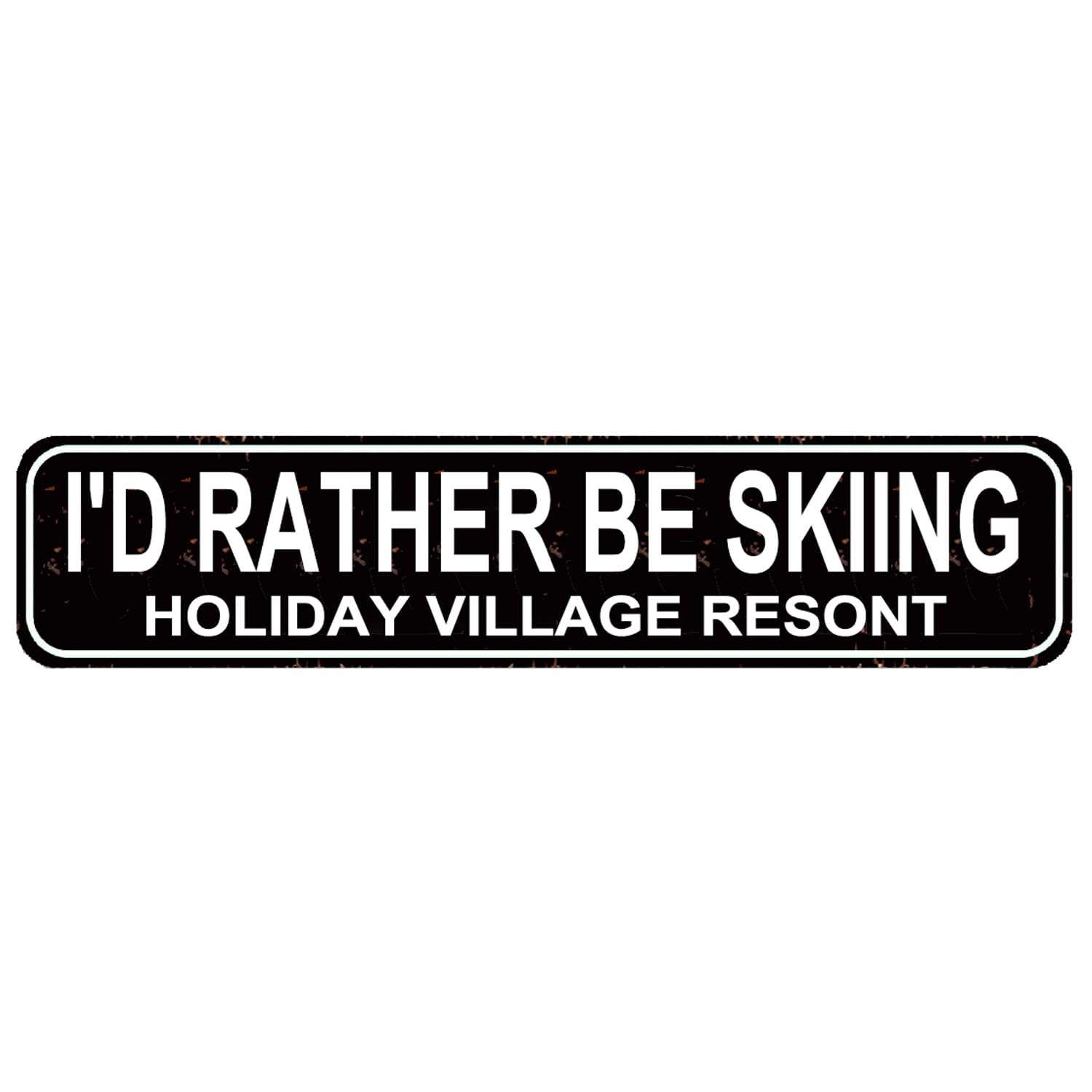 Rather Be Skiing Vintage Metal Sign - Rustic Ski Lodge Wall Decor,4x16 Inch Cabin Art Gift