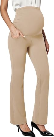 Ewedoos Maternity Pants for Women Stretchy Maternity Clothes Over The Belly Pregnancy Dress Work Pants with Pockets