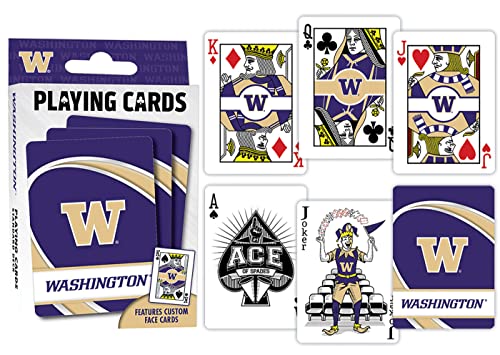 Image of MasterPieces Family Games - NCAA Washington Huskies Playing Cards - Officially Licensed Playing Card Deck for Adults, Kids, and Family