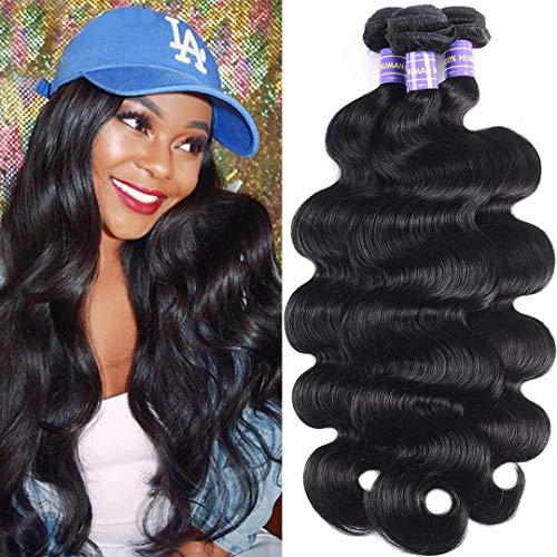 Jolia Hair 8A Brazilian Body Wave 3 Bundles 16 18 20inch 100% Raw Unprocessed Body Wave Hair Weft Natural Black Wavy Virgin Human Hair Weave Extensions …