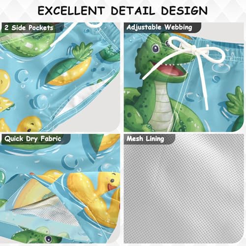 Pigsaly Boys Swim Trunks Crocodile Ducks Boys Board Shorts Swimsuit Swimwear Summer Bathing Suit 4T Multicolor3
