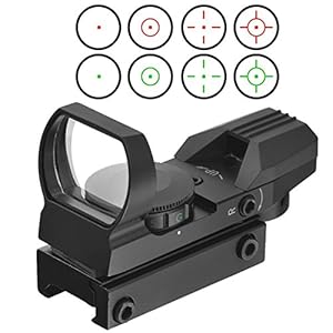Red Dot Visier Sight Scope Leuchtpunktvisier Reflexvisier Reflex Sight Red Green mit Tactical 4 Reticles für 20mm/22mm…