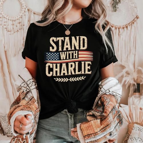 Stand with Charlie Shirt, Free Speech Support Tee, Vintage College Political Political Tee, Justice for Charlie Comfort Colors Shirts Sweatshirt DS12 Black/White4