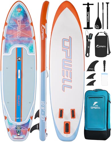 UPWELL Inflatable Stand Up Paddle Board, Premium SUP Paddle Boards for Adults, 10’8” Blow up Paddle Boards 6” Thick, Galaxy