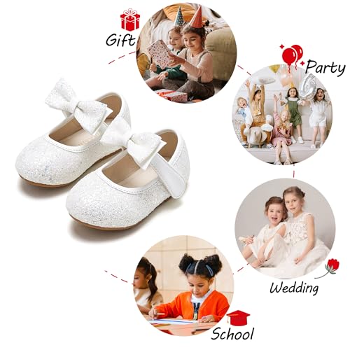 Image of PHIRAMIN Toddler Flower Girl Dress Shoes - Little Girl Mary Janes Flats Wedding