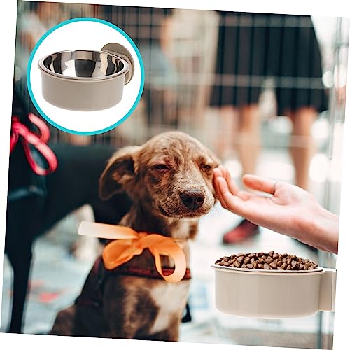 BESPORTBLE Edelstahl Hundenapf zum Aufhängen Futternapf Klein rutschfest mit Gewindedesign Glatte Oberfläche Futterautomat für Hunde und Katzen im Käfig