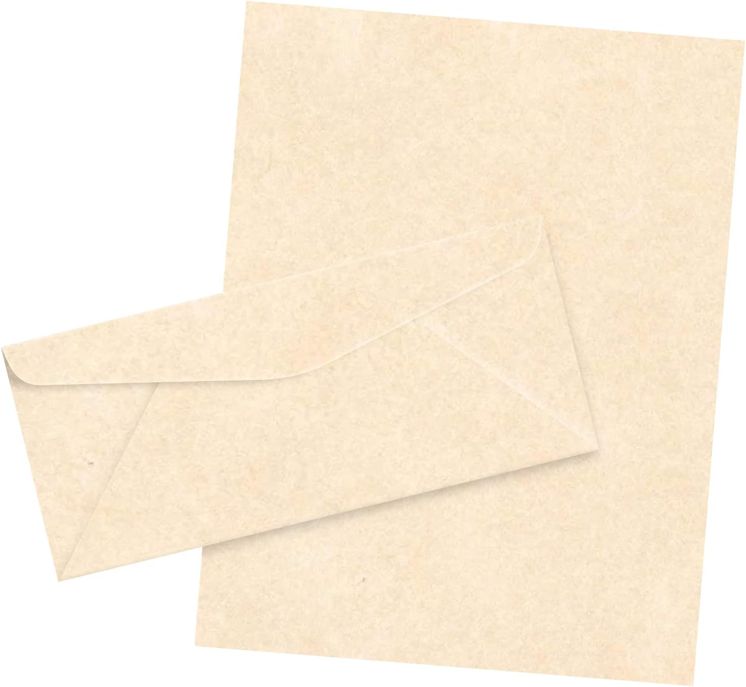 Matching 8.5 x 11” Paper & #10 Envelopes, Imitation Natural Parchment Finish – Great for Letters, Invitations, Announcements, Business Documents | 24lb Text, 90 GSM | 50 Paper & 50 Envelopes Per Pack
