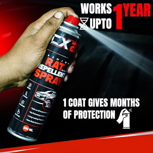Image of CX2 Rat Repellent Spray for Cars 300ml Human Safe Rat Spray No Kill, Only Repels Rodent Repellent for Car Easy to Spray Nozzle 1st time in India FORMULATION 2X