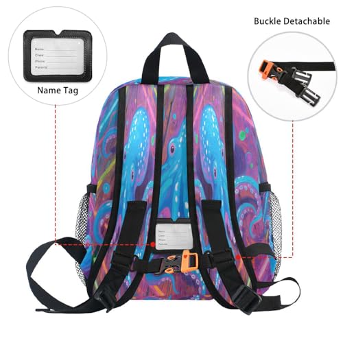 Wudan Colorful animal sea Art Big Kid Backpacks Chest Strap Boys Girls Bookbags for Elementary S3