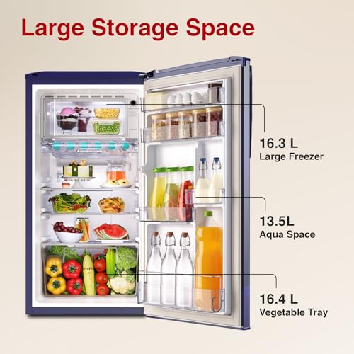 Image of Godrej 180 L 3 Star Turbo Cooling Technology, With 24 Days Farm Freshness Direct Cool Single Door Refrigerator Appliance(2023 Model, RD EDGENEO 207C THF BH BL, Blush Blue)