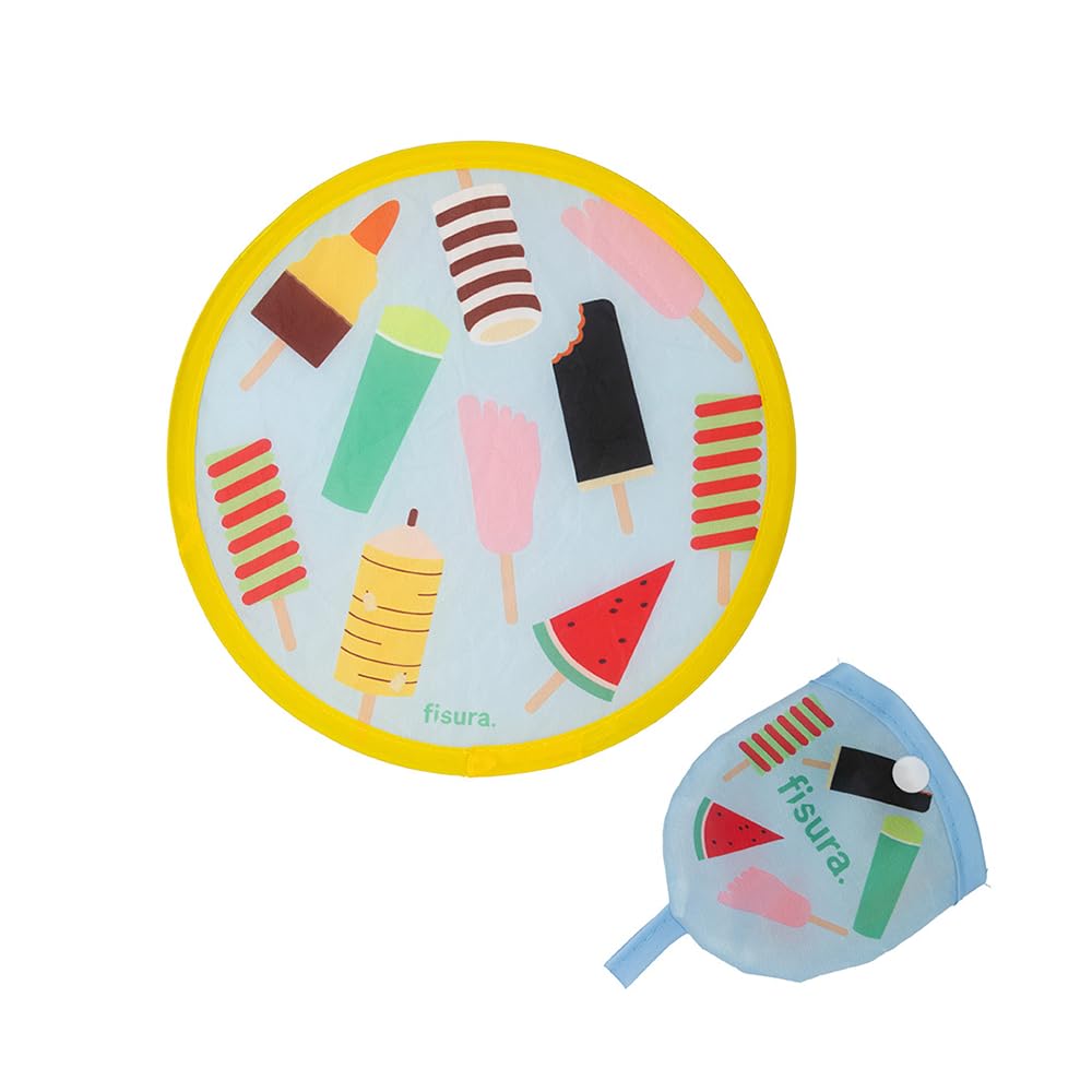 Fisura – Round Folding Fan. Original Foldable Hand Fan. Foldable Frisbee. Single Unit. Portable Fan for Parties. Measures: 20 centimetres.