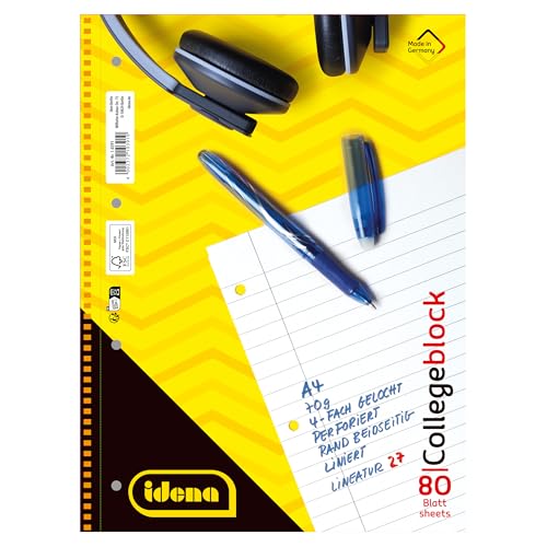Idena 10391 - College Notebook, DIN A4, 80 Sheets, 70 g/m, Lined, Perforated - Image 2