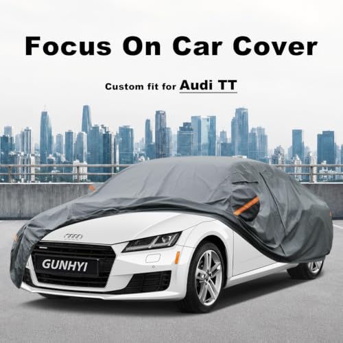 Image of GUNHYI Premium Car Cover Custom Fit Audi TT, 16 Layers Heavy Duty Car Cover Waterproof All Weather with Zipper Door for Sun Rain Snow Dust Uv Protection