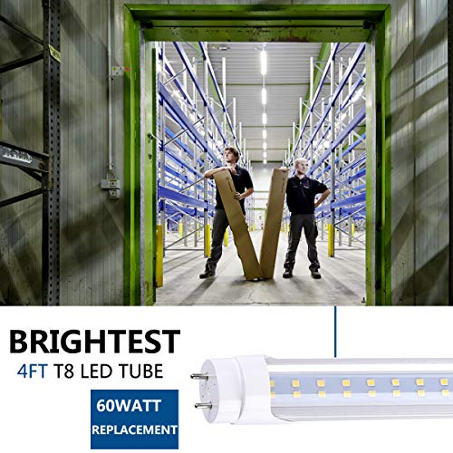 Jomitop 5000K Led Flourescent Tube Replacement 4Ft T8 Led Tube Light G13 28W 2 Row Daylight White(Bypass Ballast) 80W Equivalent, 3360 Lumen, Dual-End Powered Clear Cover Ac 85-277V 25 Pack #TOP5