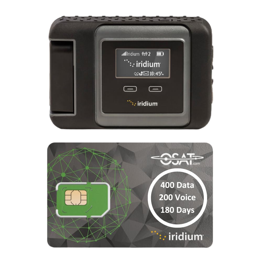 Iridium GO! Satellite Wi-Fi Hotspot + 400 Data & 200 Voice Minutes | 180-Day Validity | Global Coverage | Voice & Data | Rugged Design