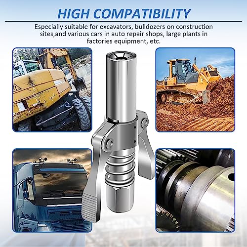 Image of STHIRA Grease Gun Coupler 12000 PSI, Dual Handle, 30cm Hose, 1 /8 NPT