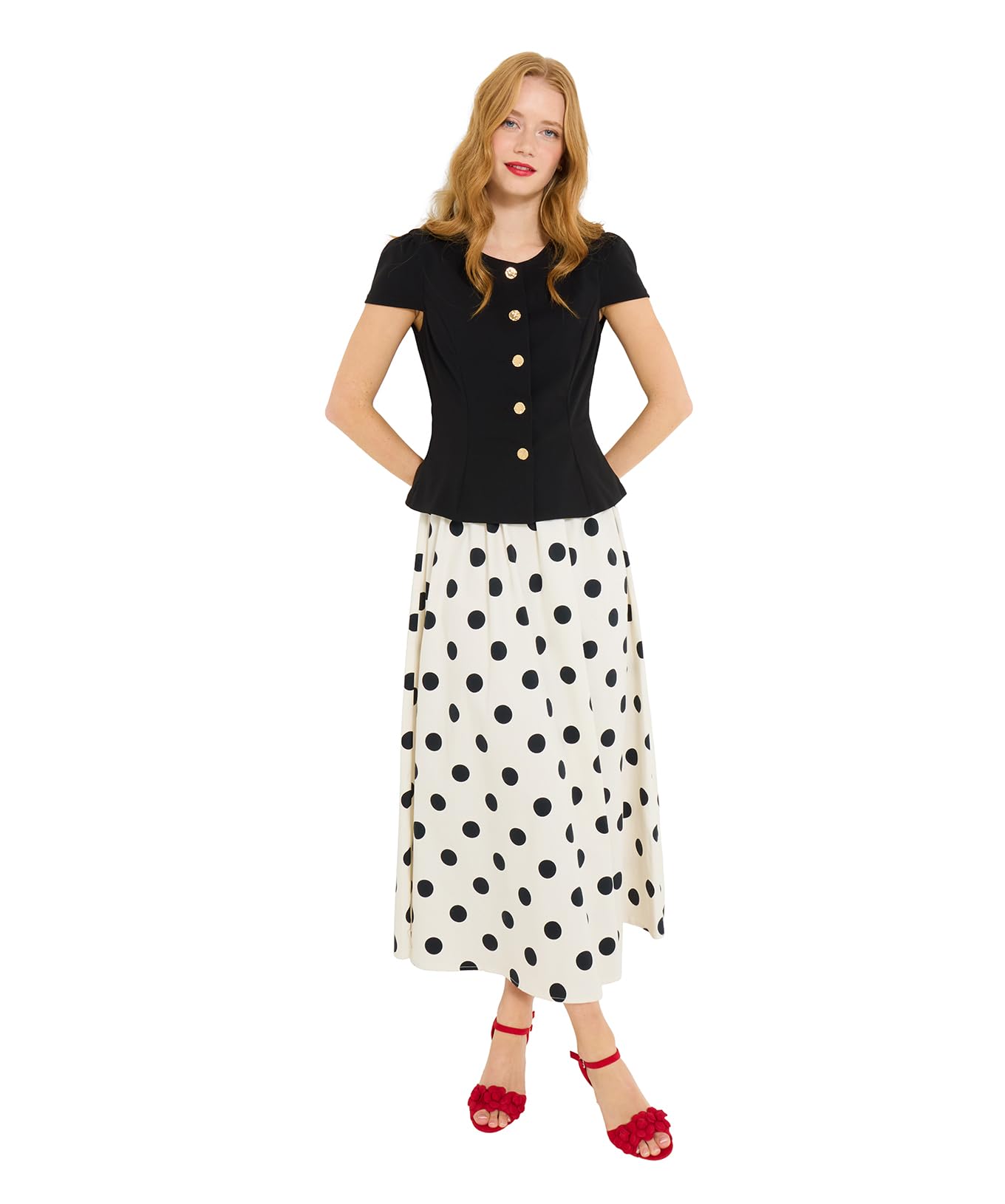 Joe Browns Women's Two in One Polka Dot Skirt Dress, Regular, Black, UK 10