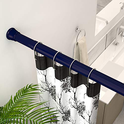 Image of Story@Home Curtain Rod 104-170 CM | Adjustable Rod Without Drilling | Extendable Shower Curtain Tension Rod | Rustproof Metal Curtain Rod Pipe | Stable Spring Installation | Blue