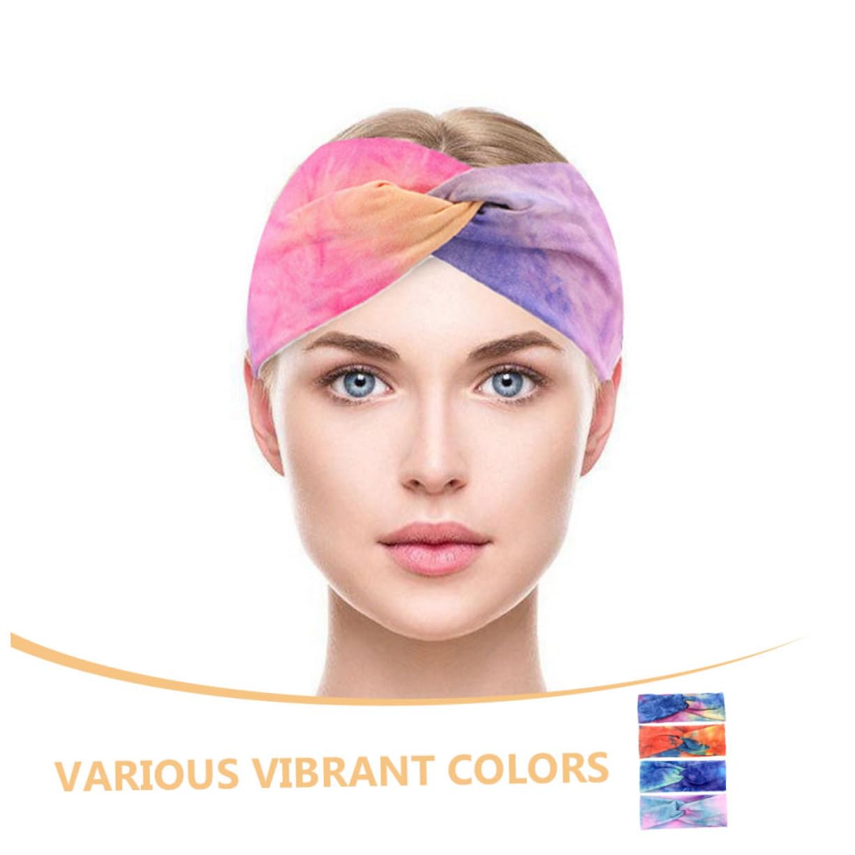 Lot De 3 Bandeaux De Sport Larges Et Élastiques Pour La Gym La Course À Pied Le Yoga Avec Divers Motifs Tie-dye Colorés 4 Pièces X 3