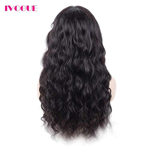 Best Long Full Lace Human Hair Wigs with Bangs Virgin Brazilian Body Wave Glueless Human Hair Lace Wig with Baby Hair 180% Thick Full Density (20inch 180density)