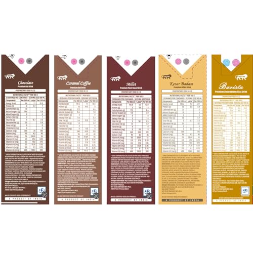 Image of Oatey Assorted Variety Pack - 8-Pack, Includes Barista, Millet (1 each), Chocolate, Coffee and Kesar Badam Oat Milk(2 each) - Unsweetened, Dairy Alternative, Heart-Friendly, Eco-Friendly inch