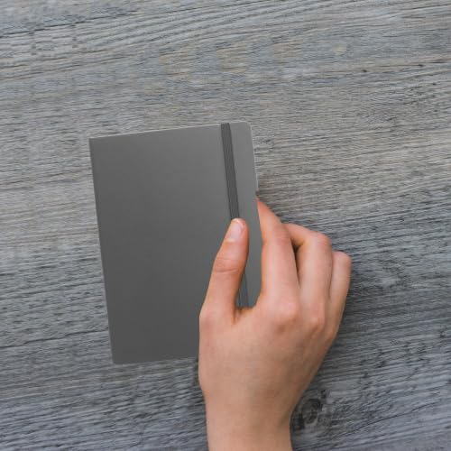 Image of Anupam Fluct A7 Hard Bound Journal | 128 Pages 80gsm | Matte Finish PVC Cover Aesthetic Diary | pH Neutral & Acid Free Ruled Paper | Matching Elastic Lock | For Journaling (Pack of 2 Grey)