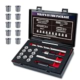 SENNMONN 3/8-16 SAE Thread Repair Kit with Insert HSS Drill, Tap, Counterbore, Installation Driver, 10PCS Stainless Steel Insert 3/8-16X0.484 INCH