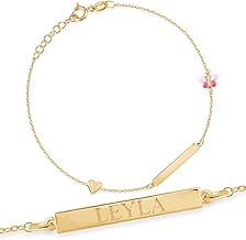 Maverton ID Kinder Armband 333 Gold - mit Namen + personalisierte Geschenkbox mit Gravur - Weihnachtsgeschenke - Geschenk zur Geburt Taufe Geburtstag - Länge: 13-17 cm - 8 Karat