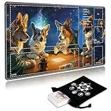 SichKards MTG Playmat with Play Zones,Dogs Playing Cards Design - 24x14 Professional TCG Game Mat with Stitched Edges & Storage Bag,Non-Slip Rubber Base, for Magic The Gathering Players