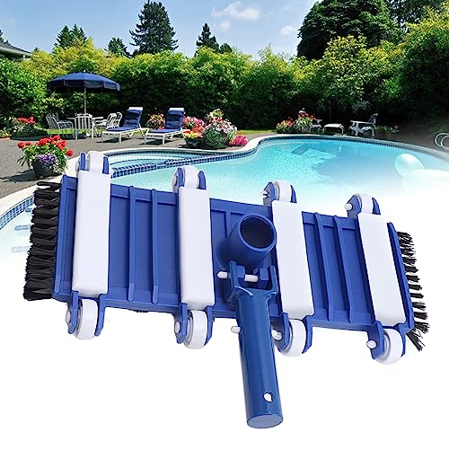 Pool Vacuum Head with Wheels Hose Adapter,14 Inch Swimming Pool Head with Side Brush Handle for Inground Above Ground Pool