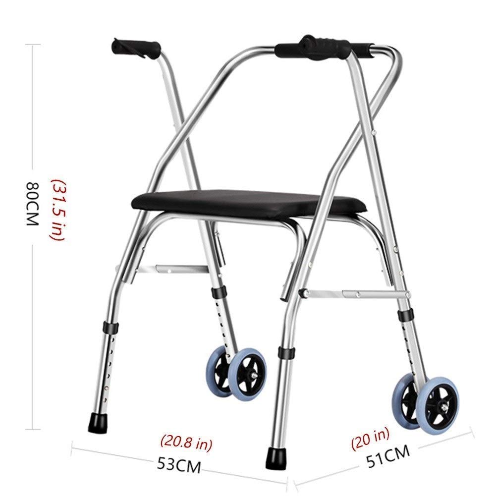 Andador Ligero para Ancianos con 2 Ruedas y Asiento, Andador Plegable para Personas Mayores, Adultos, discapacitados y discapacitados Interesting