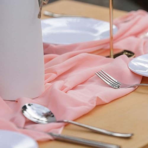 Miniatura 3 de ASPIRA Camino de mesa de gasa rosa coral de 28 x 116 pulgadas (10 pies), paño de gasa bohemio para cocina, mesa de comedor, decoración de baby y