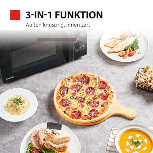 Toshiba MW2-MG20PF(BK)/GE Mikrowellenherd 800 W mit knuspriger Grill- & Kombigarfunktion, 5 Leistungsstufen, 1000 W Grillleistung, Schwarz – Bild 3