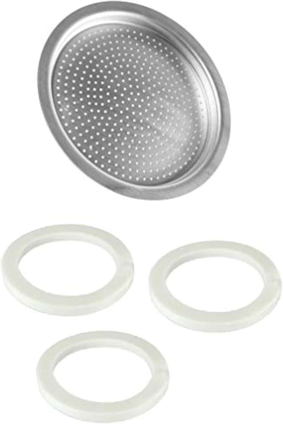Univen 2.5" (64mm) Espresso Filter and Gasket Seals Compatible with Bialetti 6 Cup Aluminum Espresso Makers