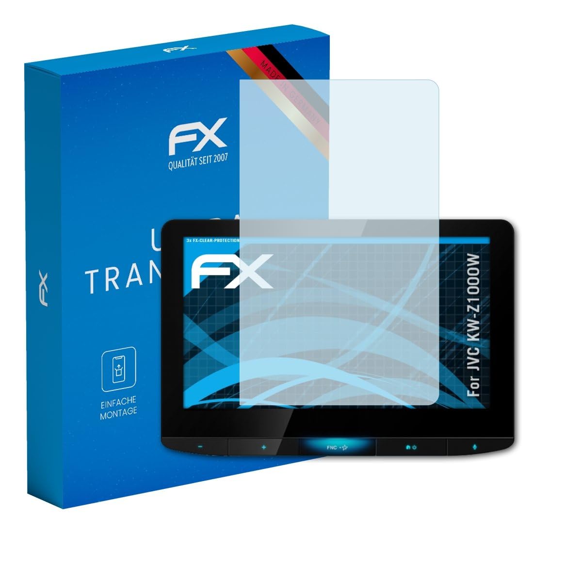 atFoliX Screen Protection Film compatible with JVC KW-Z1000W Screen Protector, ultra-clear FX Protective Film (3X)