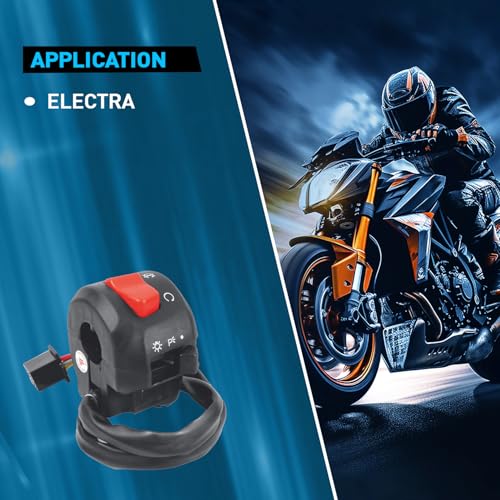 Image of Uno Minda SW-0666T Handle BAR Switch- Right Side (KICK Start) - with Light & Engine Kill Switch - 6 PIN Black Female Coupler for-Royal Enfield-Bullet Electra 350 CC (Drum)