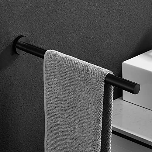 Athyior 40 cm Toallero de Montaje para Pared - Soporte de Toalla de Acero Inoxidable Sus 304 con Tornillos Barra de Toalla Acabado Cepillado para baños Cocina - Negro Mate, Brazo único
