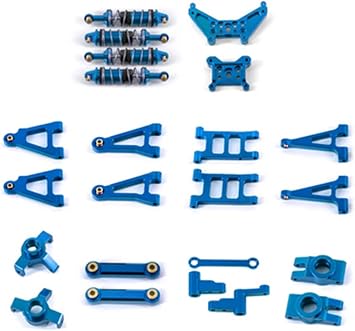 ترقيات معدنية قطع غيار بديلة لـ MJX Hyper Go 1/14 14301 14302 14303 RC ممتصات الصدمات أذرع التأرجح أكواب التوجيه مجموعات قضبان ربط التوجيه لـ MJX Hyper Go 1/14 RC Blue