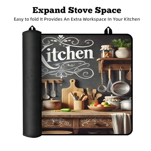 Image of Multi-Design Stove Top Cover for Glass /Electric Stoves - 3-in-1 Heat-Resistant Protector Mat, Non-Slip Drying Rack 28 inchx20 inch (Cookware, 28 inch L x 20 inch W)