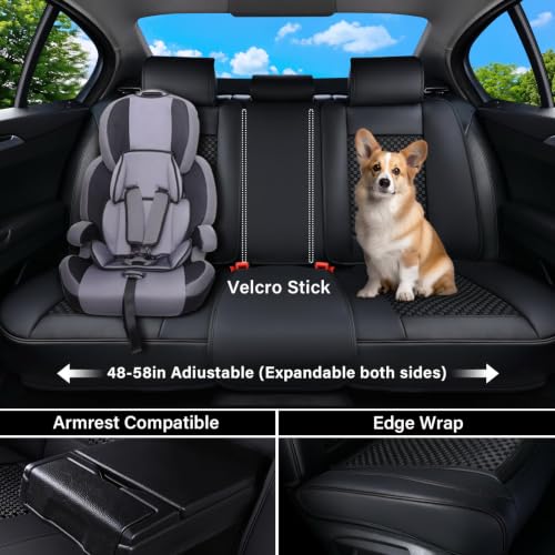 Image of Coverado 2 in 1 Seat Covers for Car Full Set, Conversions Between Warm Suede and Cold Ice Silk for Car Seat Protector Car Accessories Universal Fit for Most Cars SUVs and Trucks(Black)