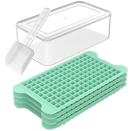 Mini Ice Cube Tray for Freezer: FDDBI Small Ice Trays for Freezer with Bin - 135×4PCS Easy Release Nugget Ice Tray - Crushed 