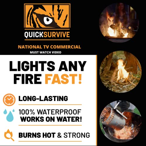 Quicklight By Quicksurvive All-Purpose 100% Waterproof Fire Starters - Fire Starters For Campfires, Wood, Fire Pit, Fireplace, Charcoal, & More - All-Weather & Non-Combustible - 50 Piece Canister #TOP4