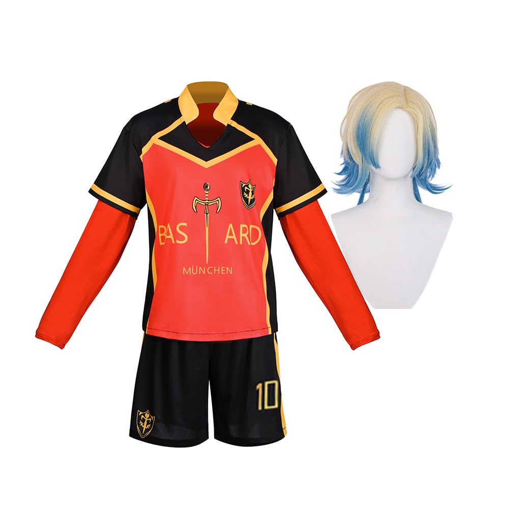 Isagi Yoichi Cosplay Costume Ness Michael Kaiser Cosplay Red Football Jersey Sportsuit Outfit Suit Shirt Vest Shorts