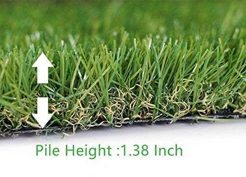 Artificial Grass Turf Pet Grass Fake Grass Rug 5Ft X 10Ft, 1.38Inch Pile Height High Density Faux Grass Indoor Outdoor Synthetic Grass Lawn Carpet,Non Toxic Astroturf,Custom Size Provided #TOP3