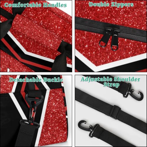 Personalized Cheerleader Bag Cheer Duffel Bag Customized Cheerleaders Bag with Your Name Travel Overnight Bag Gym Bag, Red4