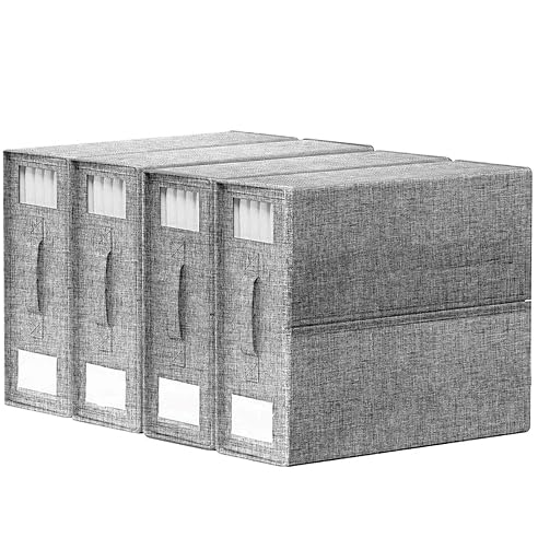 Slumber Sort Foldable Linen Closet Organizers And Storage - King,Queen and Twin Comforter, Blanket & Closet Storage - Extra Large Bedding container(Gray, 4 Pack)