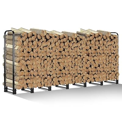 Himal 8ft Outdoor Firewood Rack with Steel Frame Heavy Duty Storage Wood Log Rack